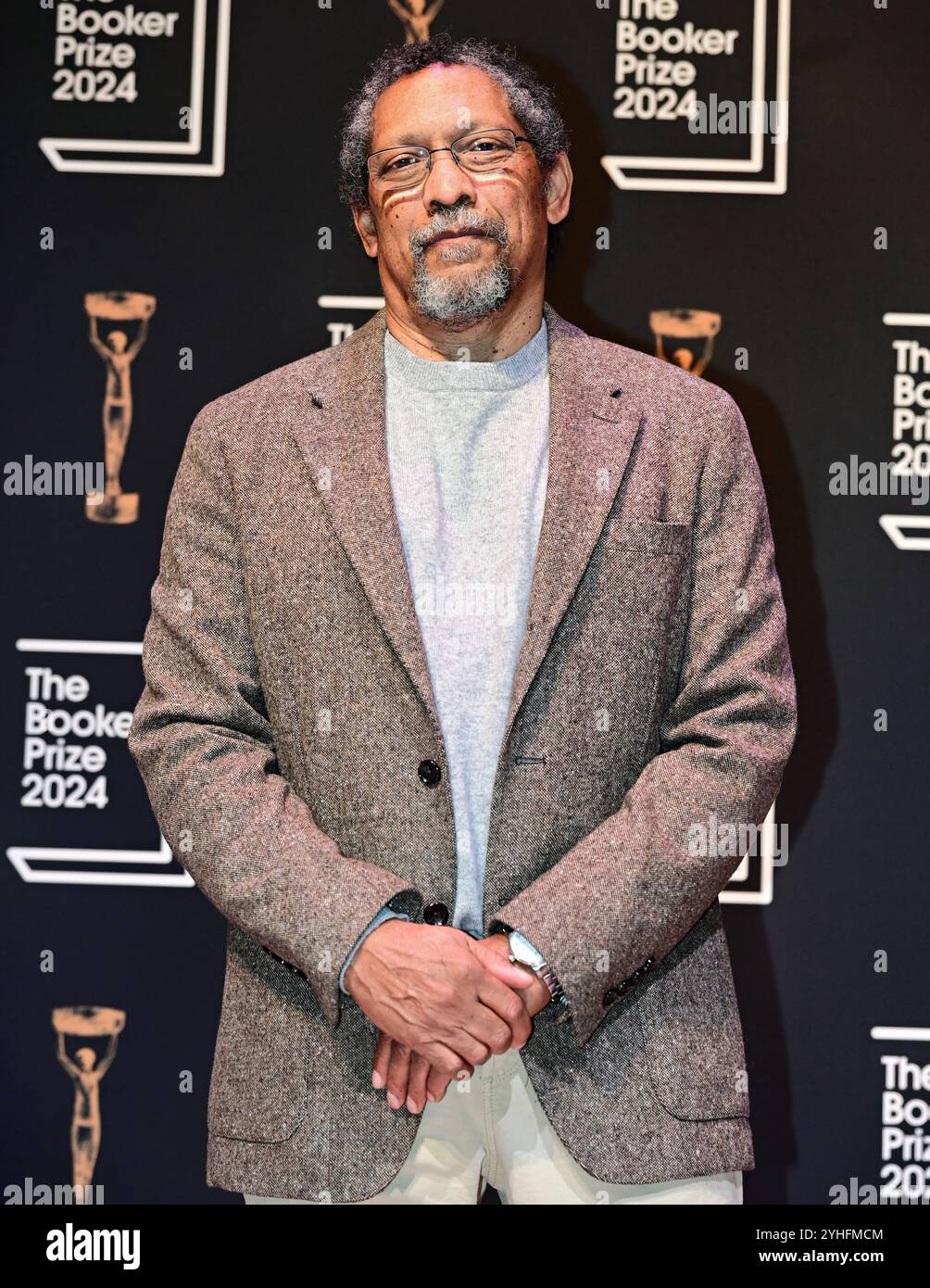 LONDON, UK. 11th Nov, 2024. Percival Everett 'James' attends The Booker Prize Shortlist Readings 2024 - Photocall on stage with authors at Royal Festival Hall, Southbank Centre, London, UK. (Photo by 李世惠/See Li/Picture Capital) Credit: See Li/Picture Capital/Alamy Live News Stock Photo