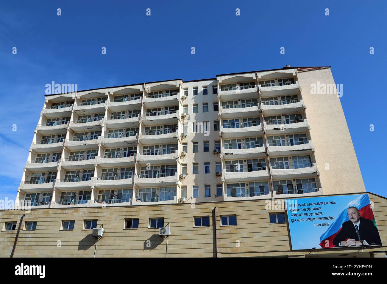 Industrial settlement of Neft Daslari in the Caspian Sea which is known as Oily Rocks Stock Photo