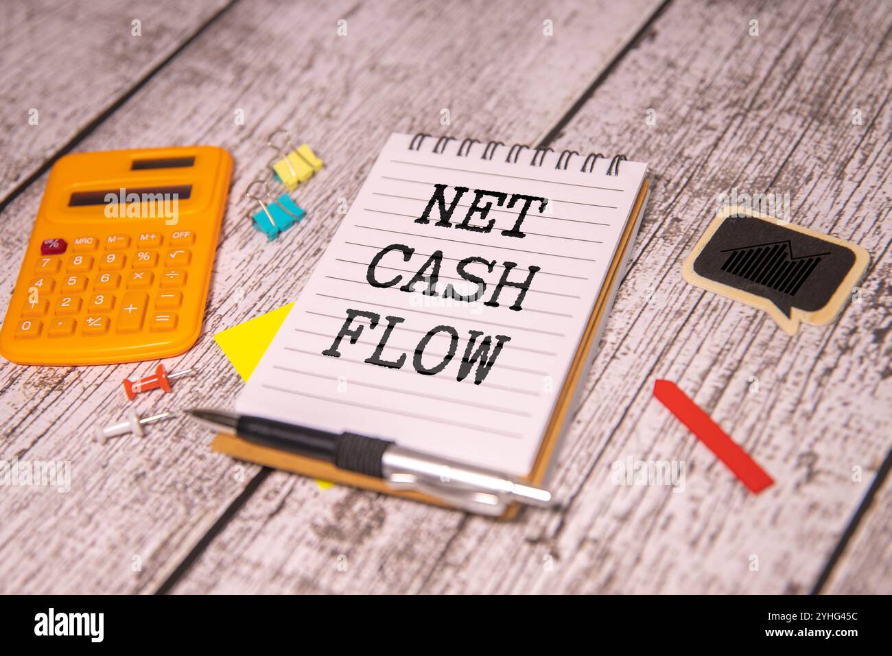 Net Cash Flow is shown using a text. Stock Photo