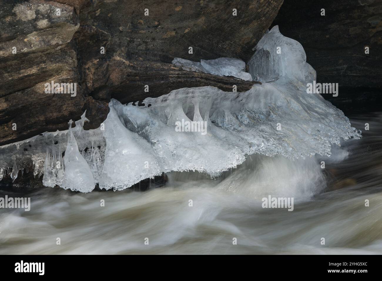 Winter waterfalls and ice beauty showing purity and beauty. Heavy and ...