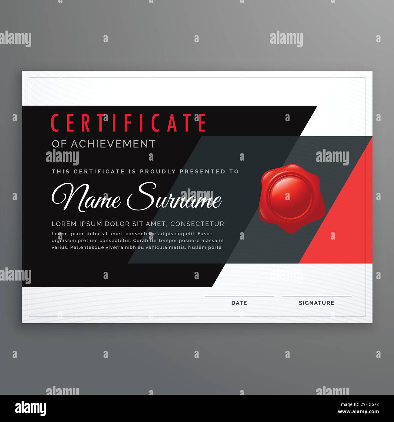 vector certificate design in modern black and red geometric shapes ...