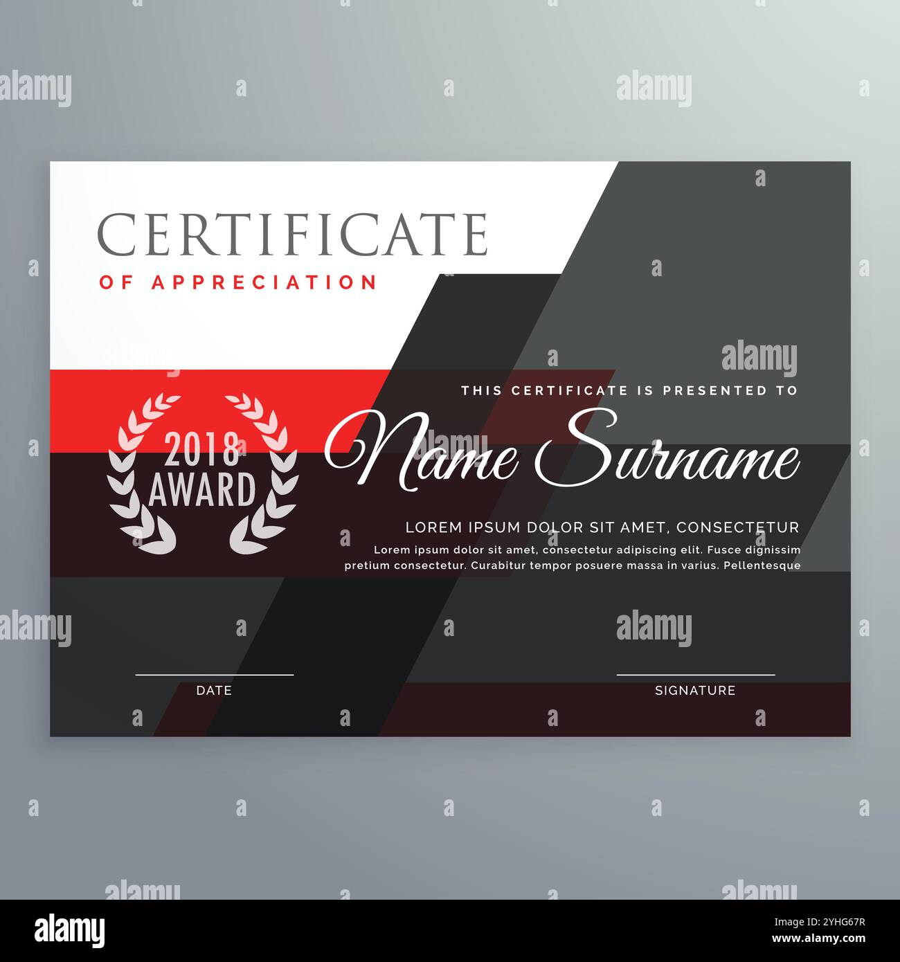 modern certificate template design with geometric red and black shapes ...