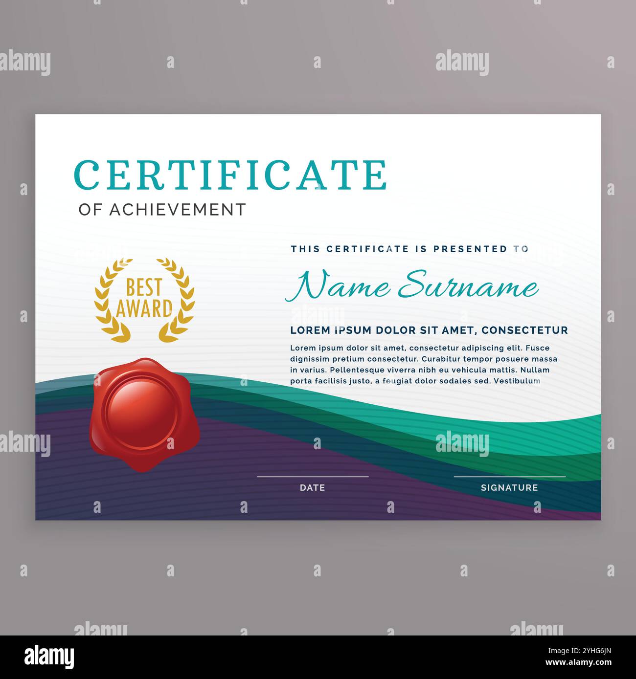 elegant certificate design template with wavy shapes Stock Vector Image ...