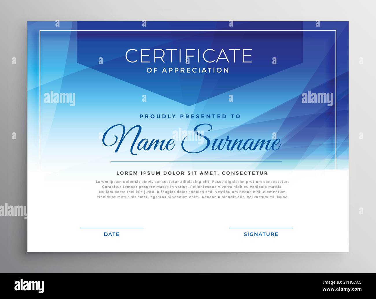 abstract blue award certificate design template Stock Vector Image ...