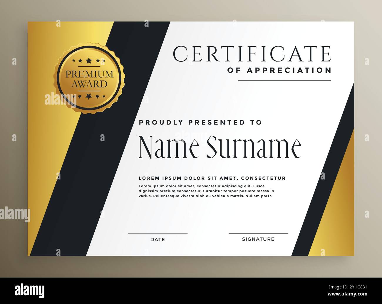 golden geometric multipurpose premium certificate template design Stock ...