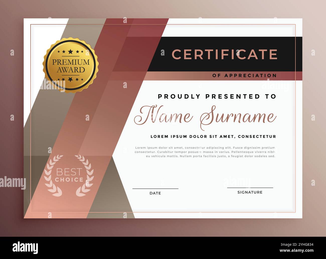 business certificate template design in modern geometric style Stock ...