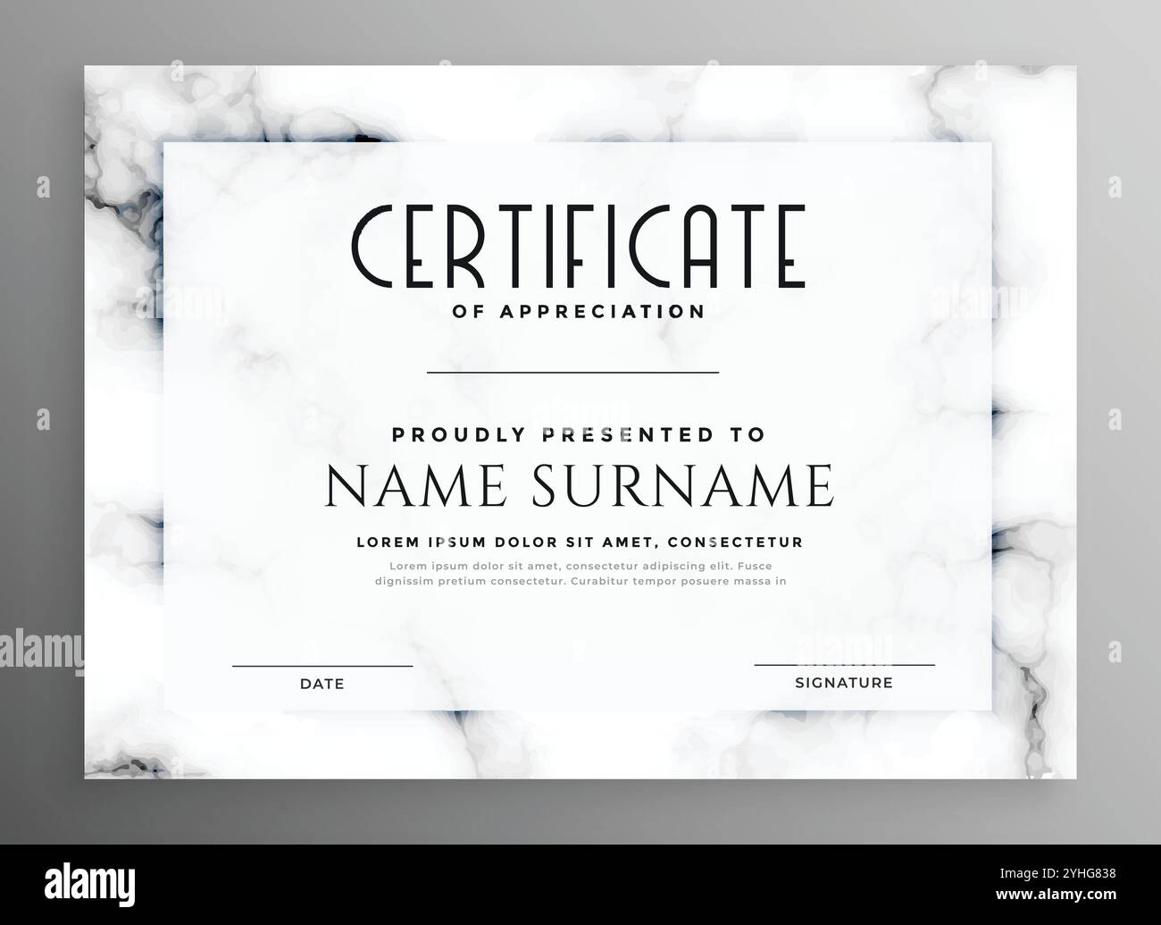 stylish white certificate design with marble texture Stock Vector Image ...