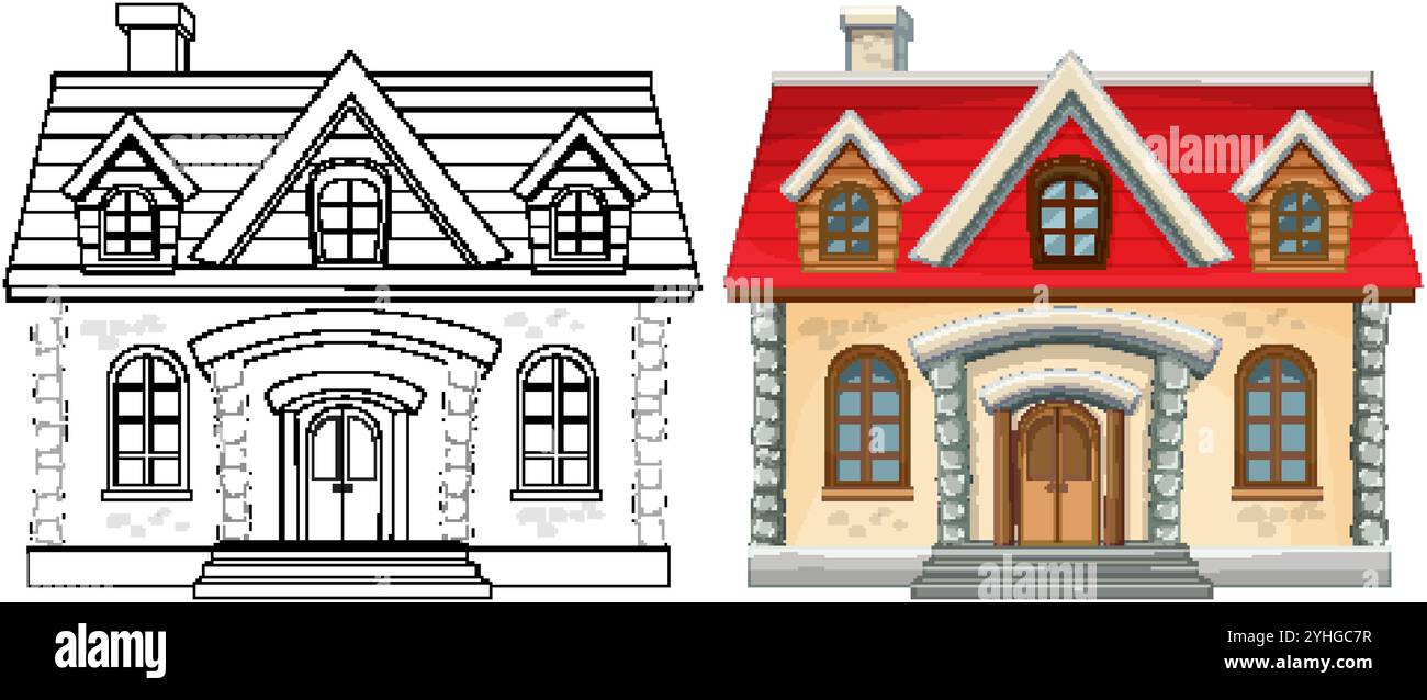 Detailed and colored cottage house vector illustration Stock Vector ...