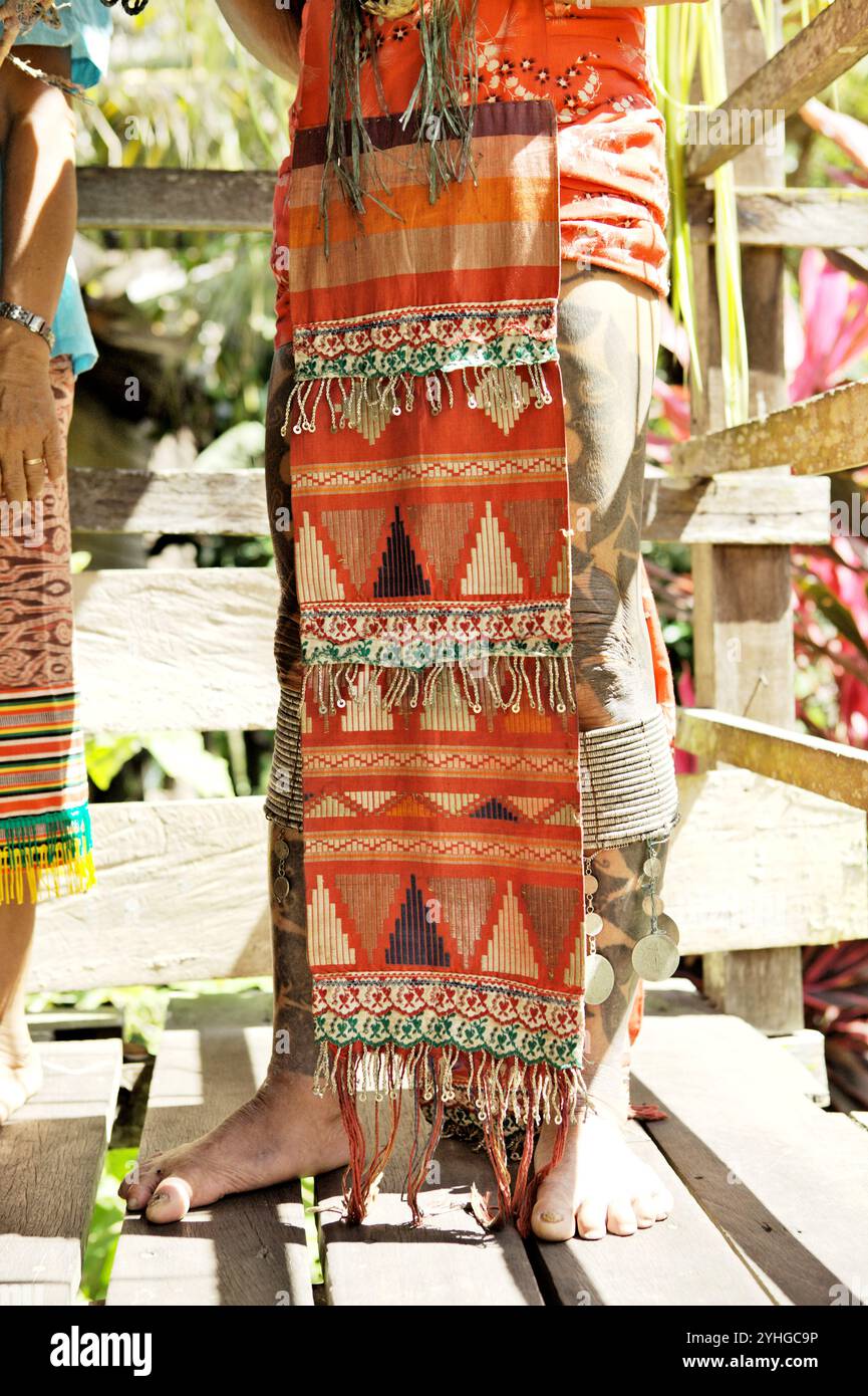 A sirat—a traditional attire of Dayak Iban community based on woven ...