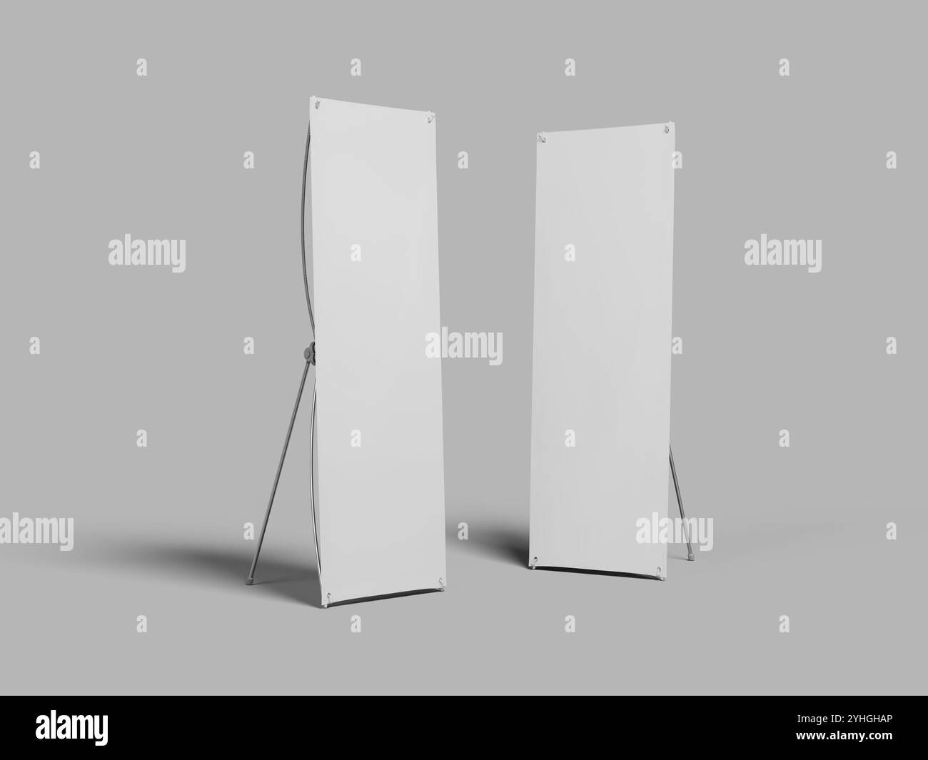 Realistic White Blank Standing X Banner Mockup Stock Photo