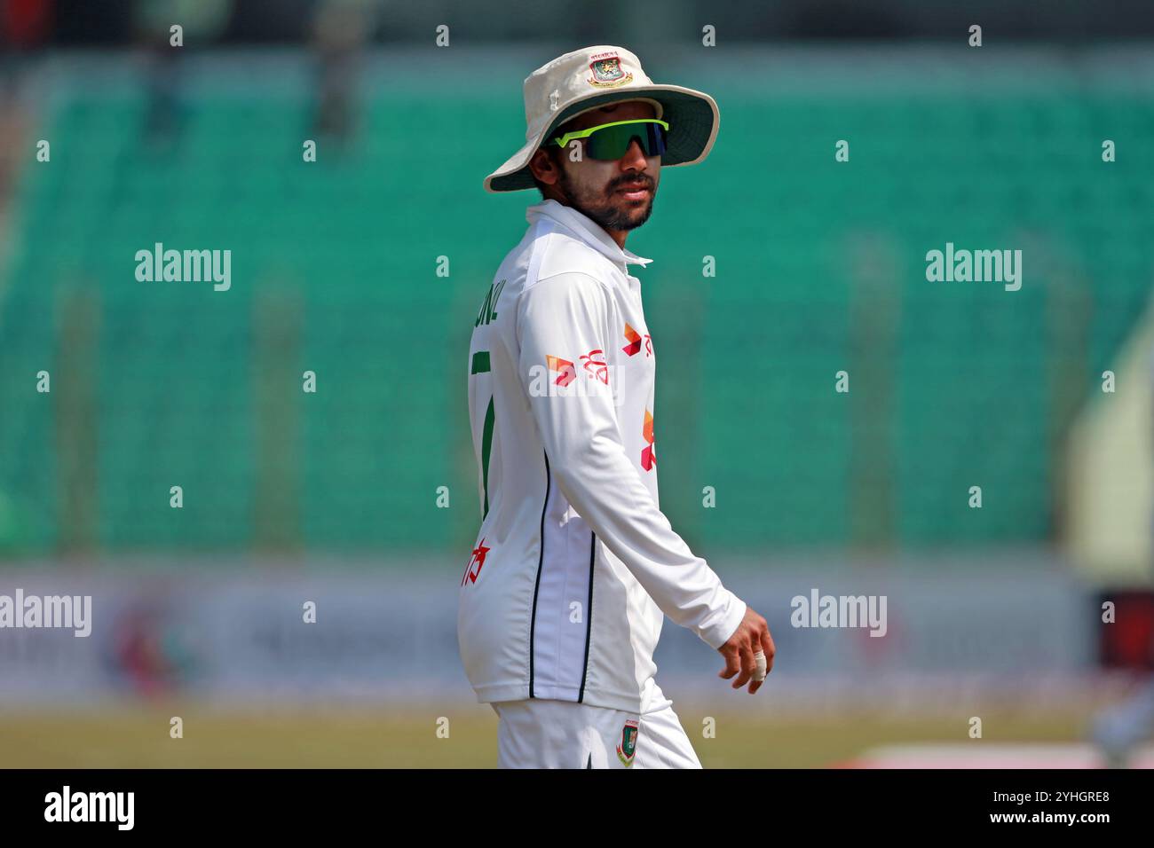 Mominul Haque during Bangladesh and South Africa 2nd Test day one at the Zahur Ahmed Chowdhury Stadium in Sagorika, Chattogram, Bangladesh, October 29 Stock Photo