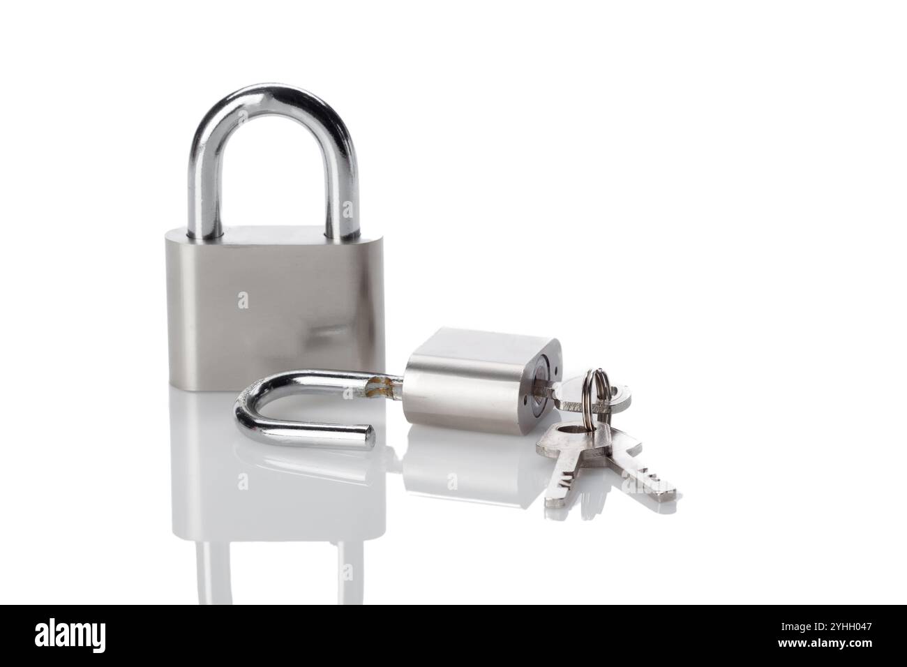 silver padlock isolated on the white background Stock Photo - Alamy