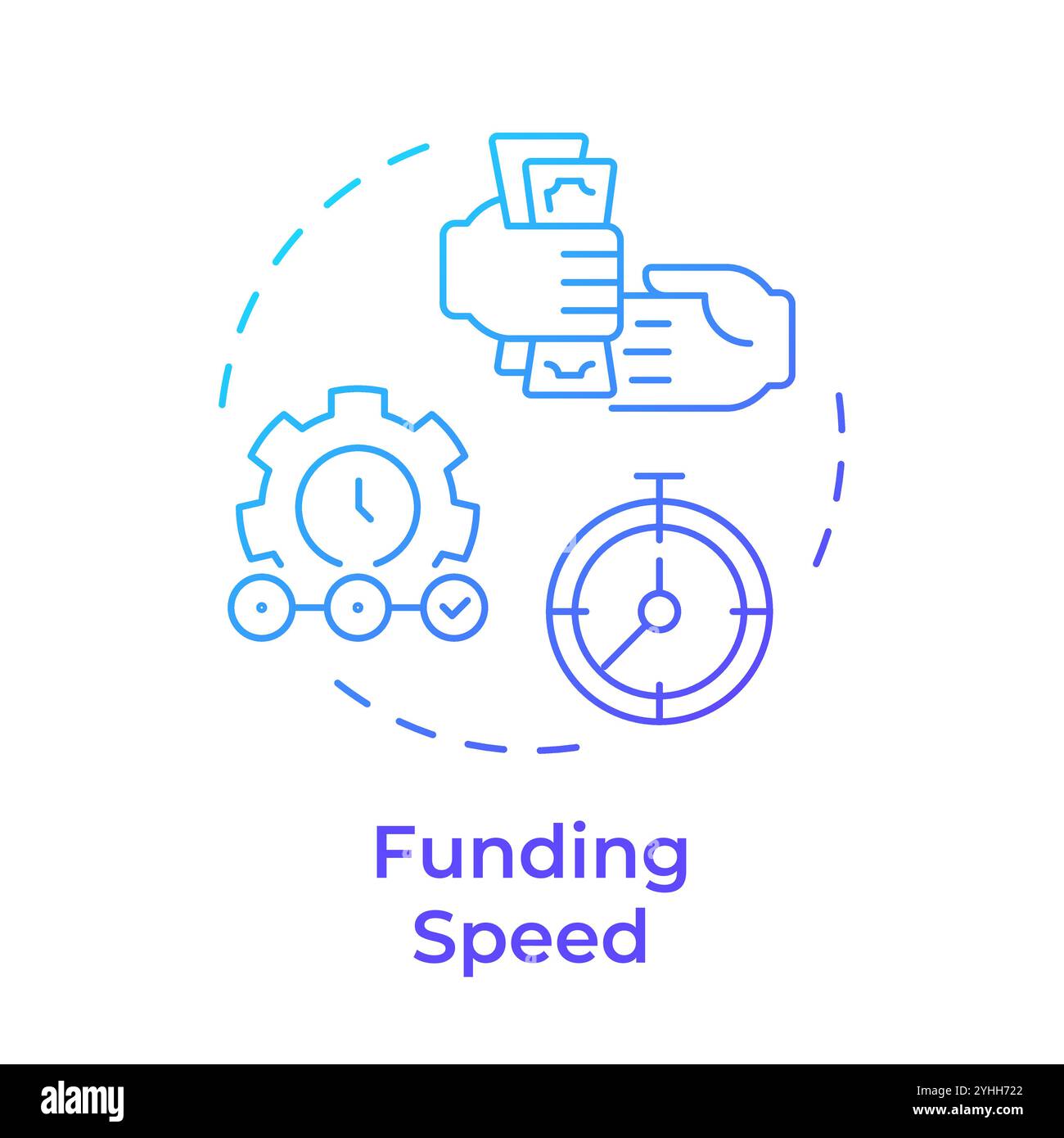 Funding speed blue gradient concept icon Stock Vector