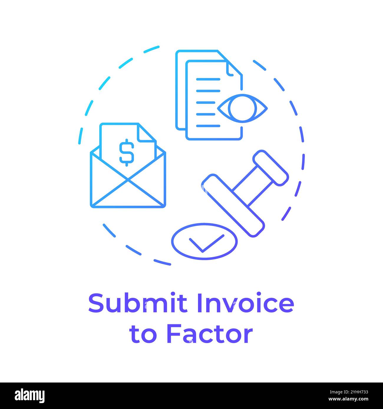 Submit invoice to factor blue gradient concept icon Stock Vector