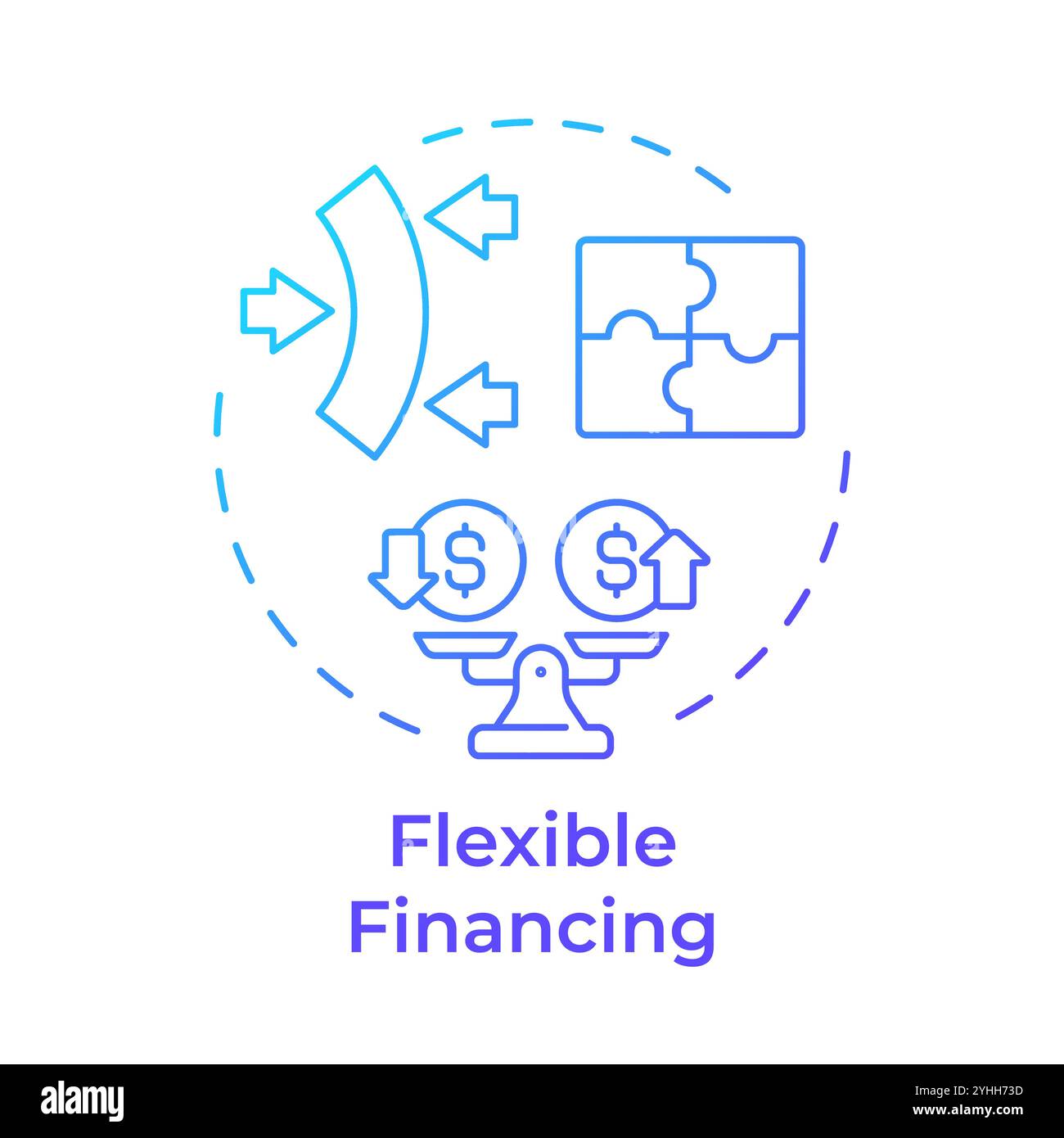 Flexible financing blue gradient concept icon Stock Vector