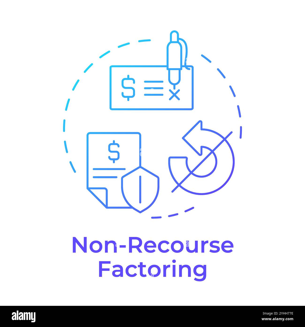 Non-recourse factoring blue gradient concept icon Stock Vector