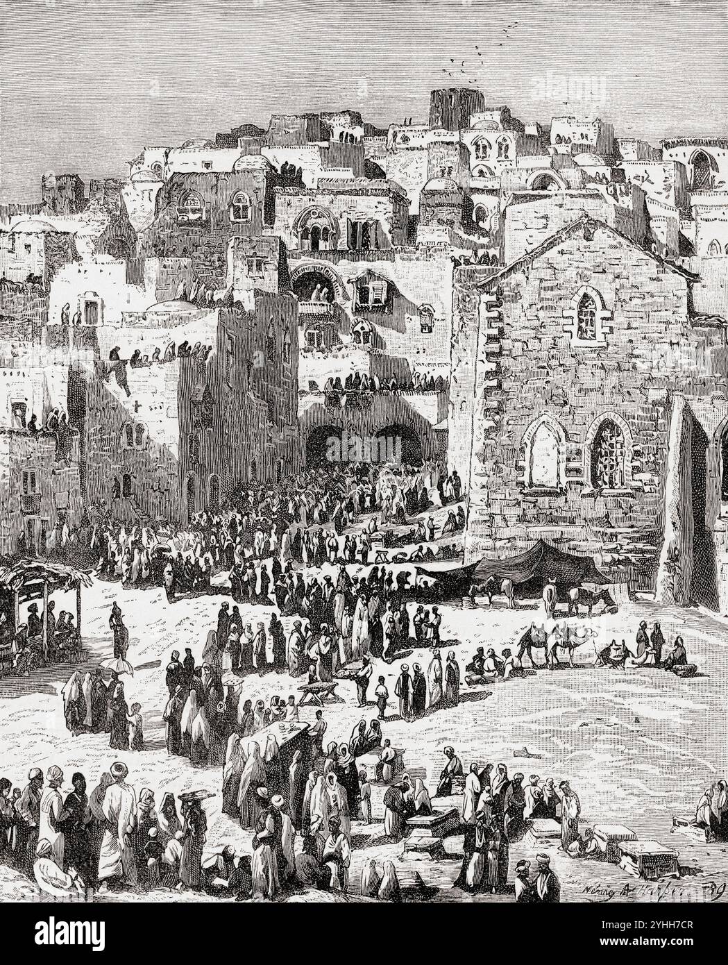 Christmas Day celebrations in Bethlehem, 19th century. From Pictorial ...