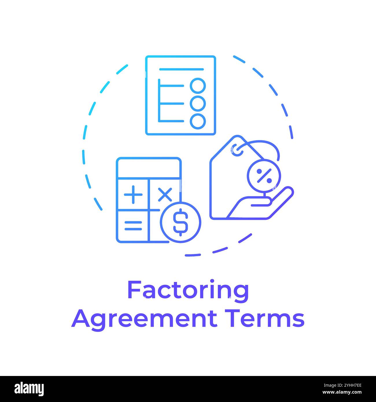 Factoring agreement terms blue gradient concept icon Stock Vector