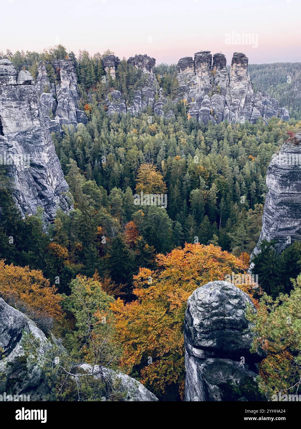 Bastei Bridge, Saxon Switzerland Mountains, Saxon, Germany Stock Photo