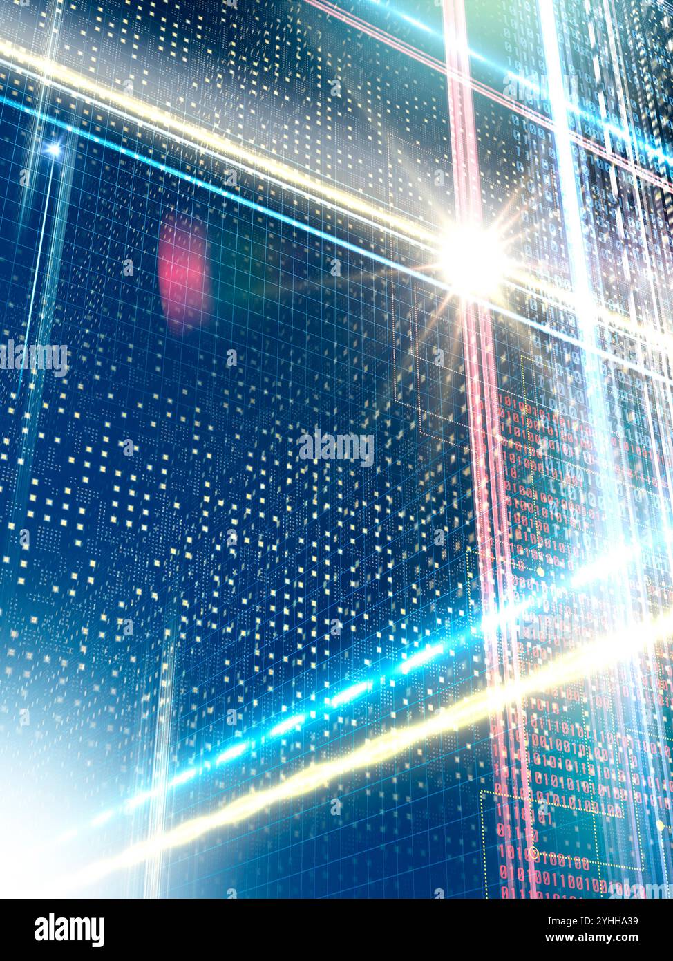 Group of rays flying through the space of circuits Stock Photo - Alamy