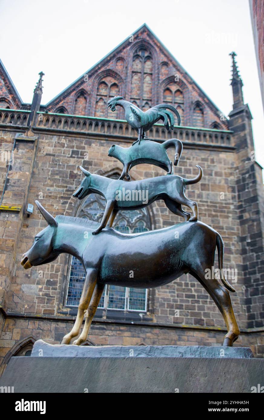 Statue of Bremen musicians Stock Photo