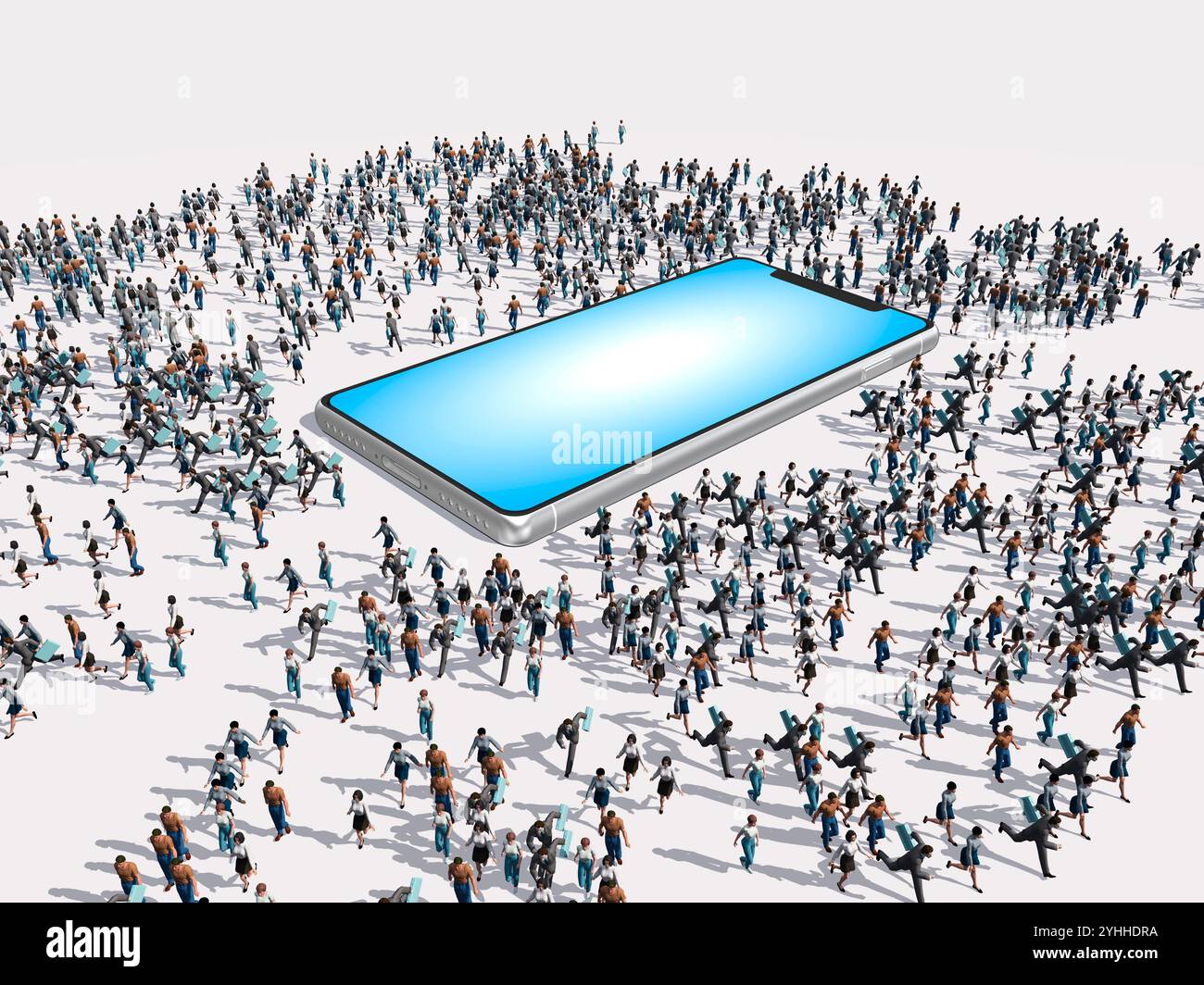 On Phone Rushing Crowd scattering hi-res stock photography and images - Alamy