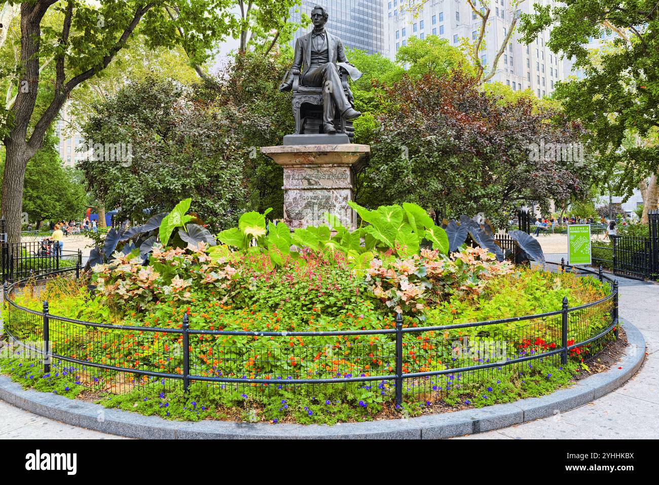 New York, USA- September 05, 2017 :  Madison Square Park. Monument to William Henry Seward was earlier served as Governor of New York and United State Stock Photo