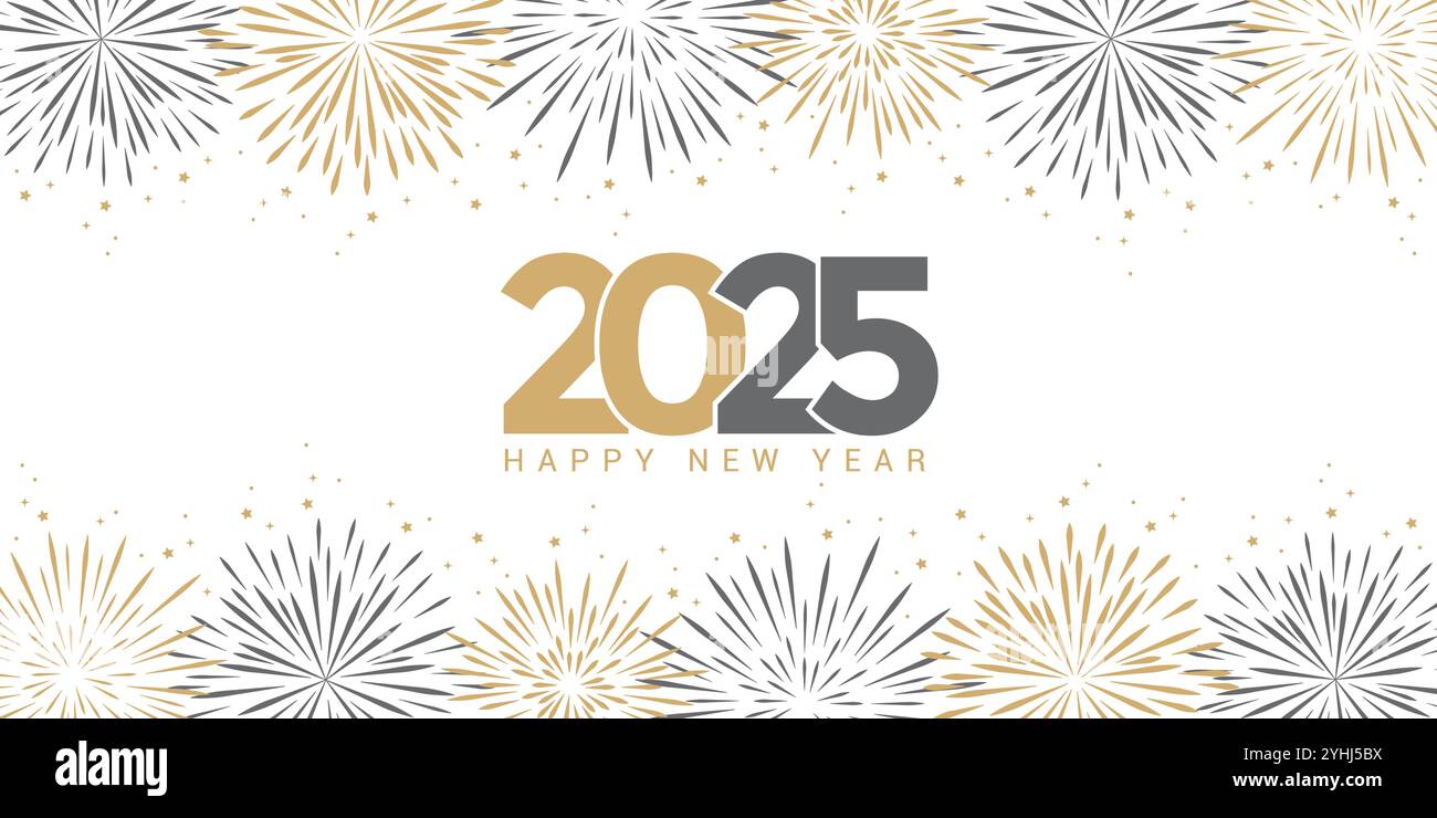 2025 happy new year fireworks celebration background isolated vector ...