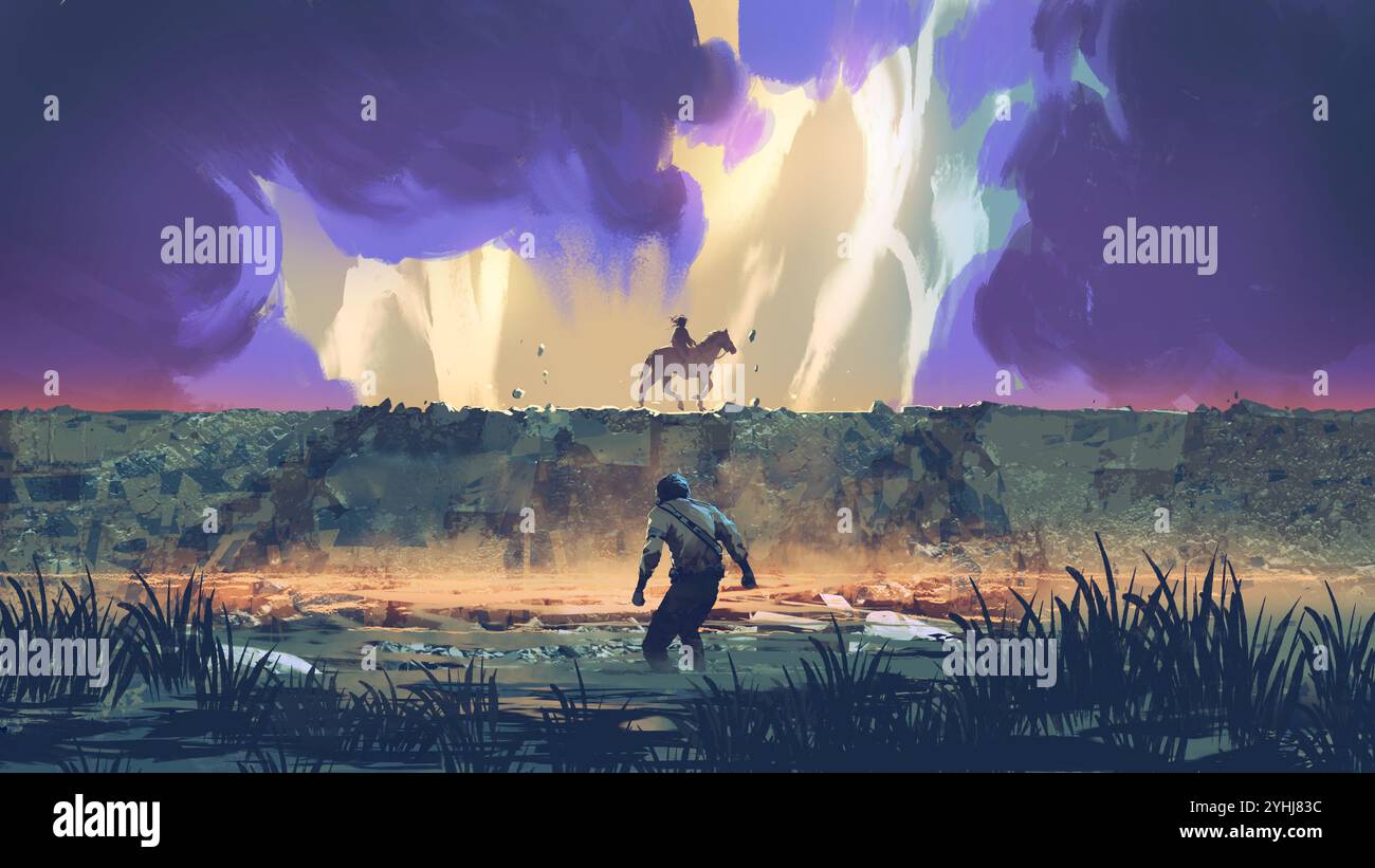 Horseman observes hi-res stock photography and images - Alamy
