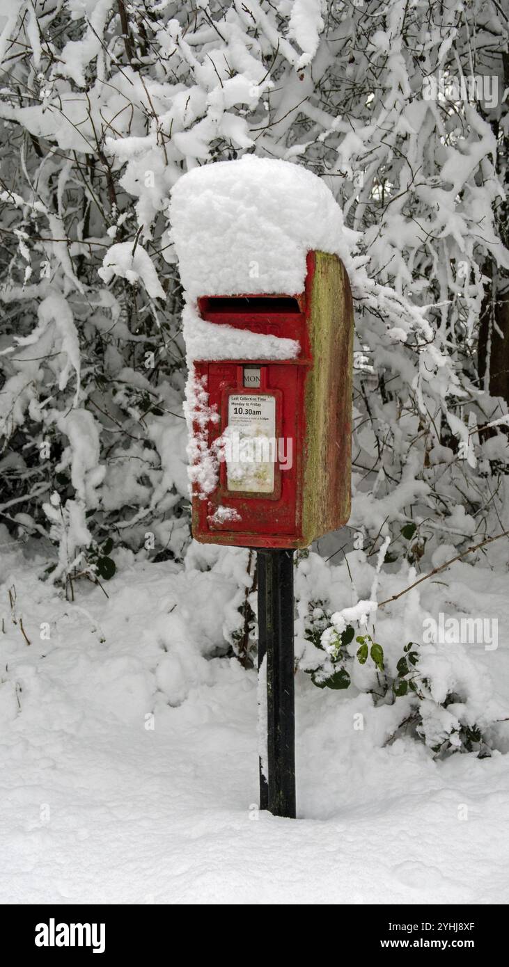 Post Box in Snow Stock Photo