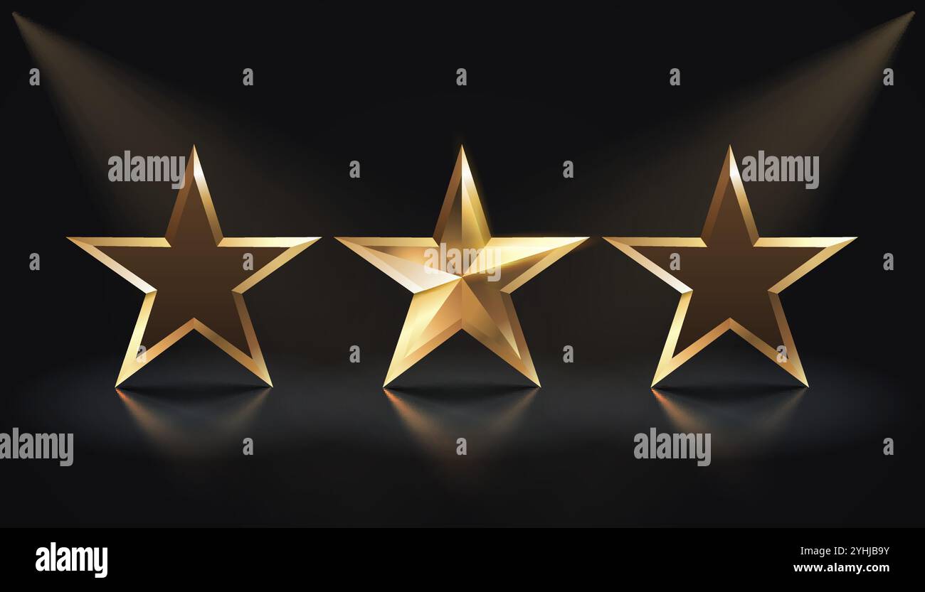 five star award, gold stars on black background. Vector Stock Vector ...