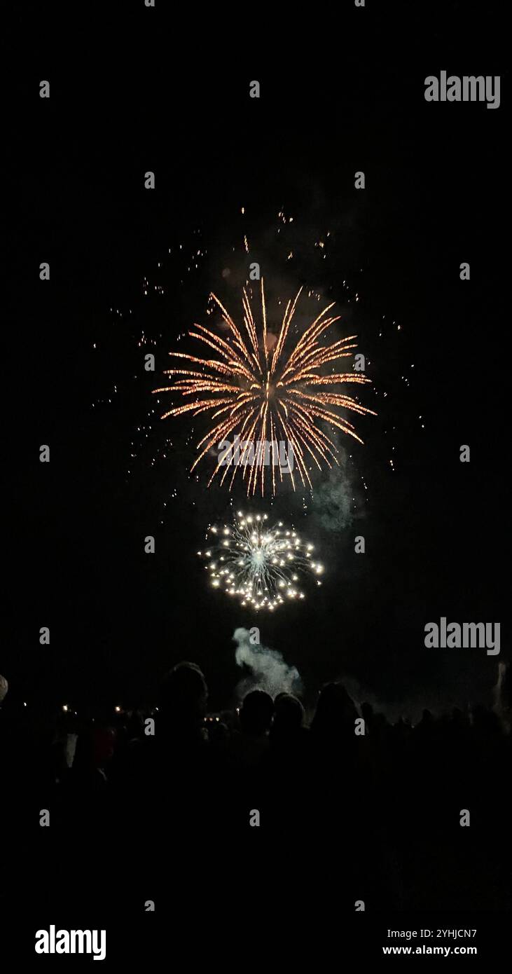 2024 Fireworks - Smartphone Captured Stock Image