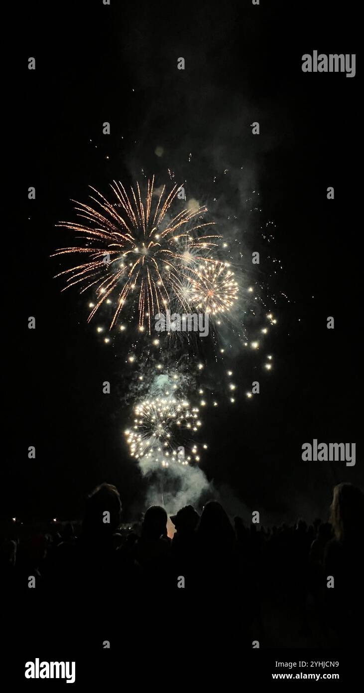 2024 Fireworks - Smartphone Captured Stock Image