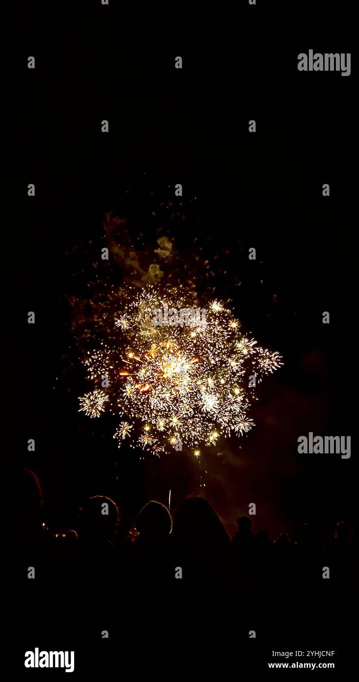 2024 Fireworks - Smartphone Captured Stock Image