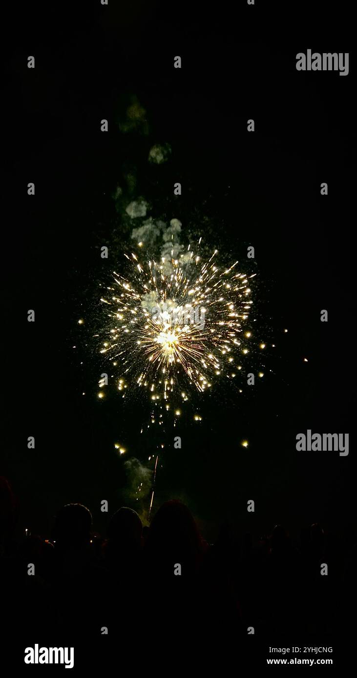 2024 Fireworks - Smartphone Captured Stock Image