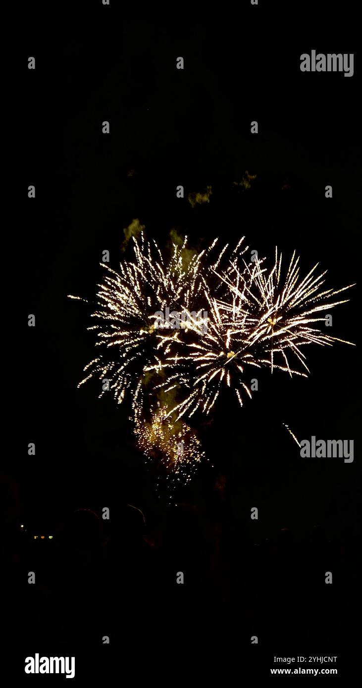 2024 Fireworks - Smartphone Captured Stock Image
