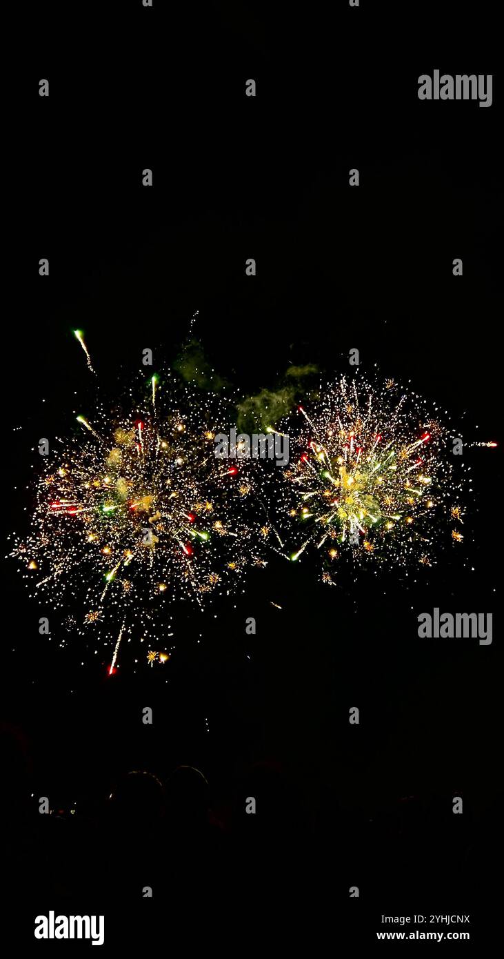 2024 Fireworks - Smartphone Captured Stock Image