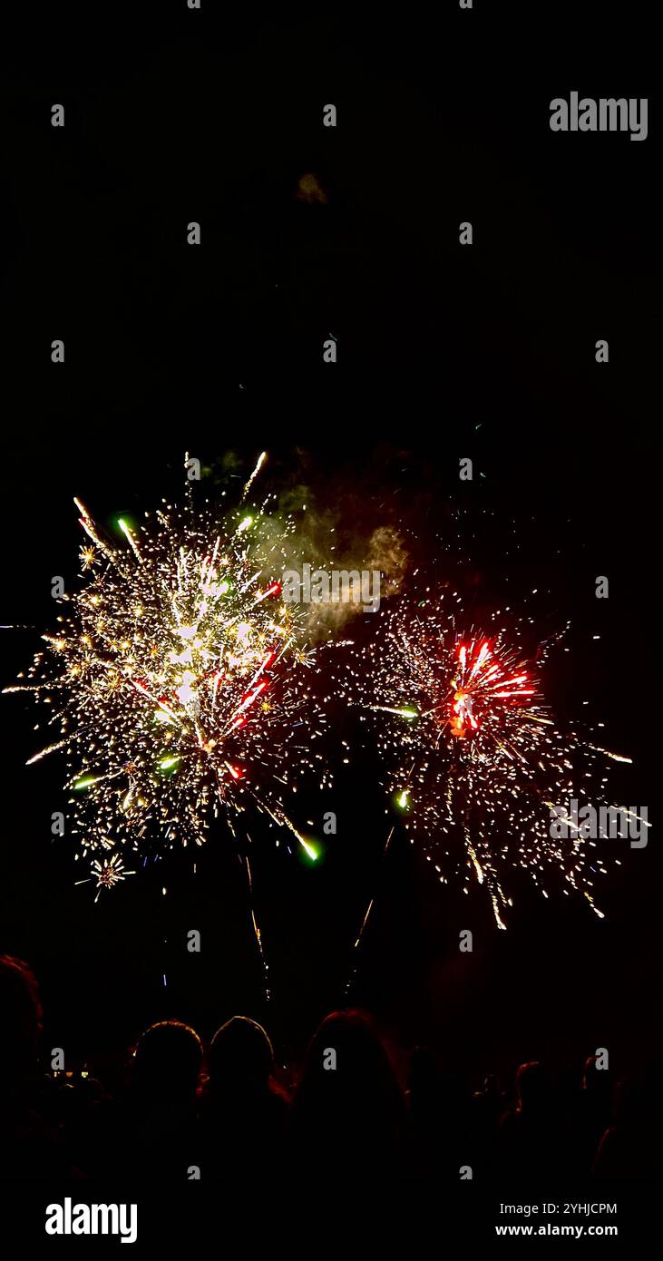 2024 Fireworks - Smartphone Captured Stock Image