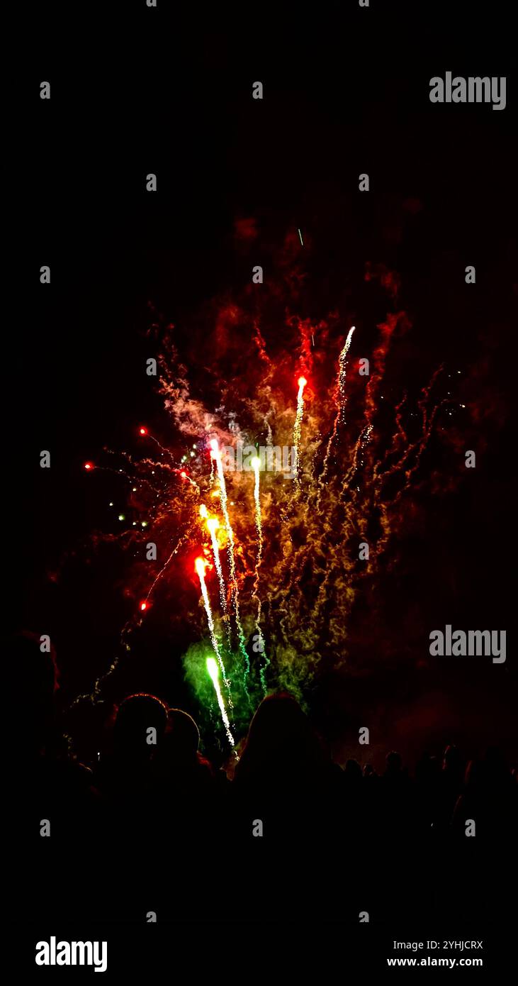 2024 Fireworks - Smartphone Captured Stock Image