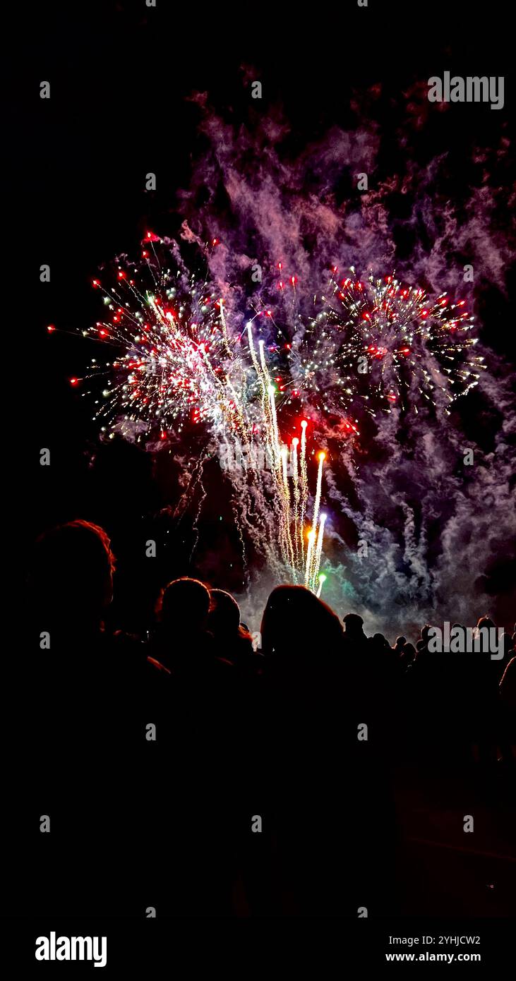 2024 Fireworks - Smartphone Captured Stock Image