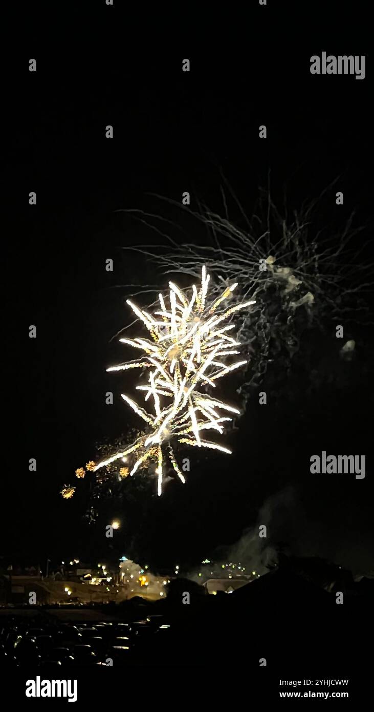 2024 Fireworks - Smartphone Captured Stock Image
