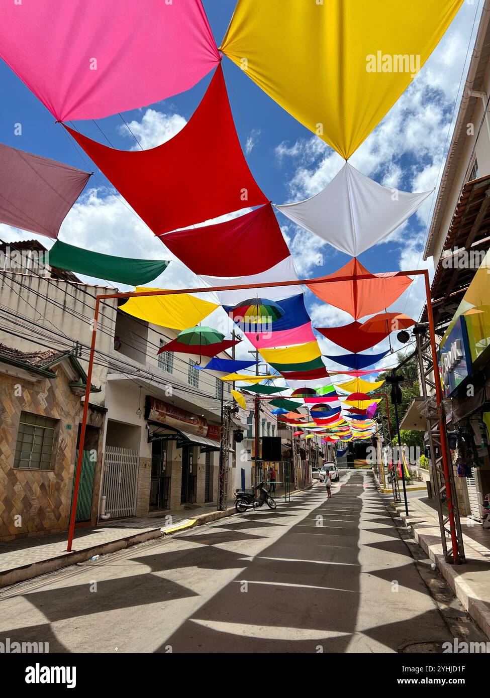 Street Carnival Decoration in downtown - Smartphone Captured Stock Image