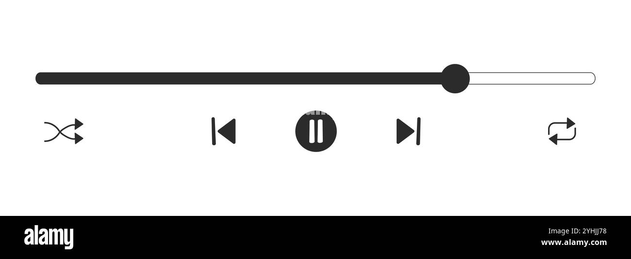 Music or video play interface bar icon, voice record display. Podcast playlist, play button. Song simple equalizer, record. Vector illustration Stock Vector