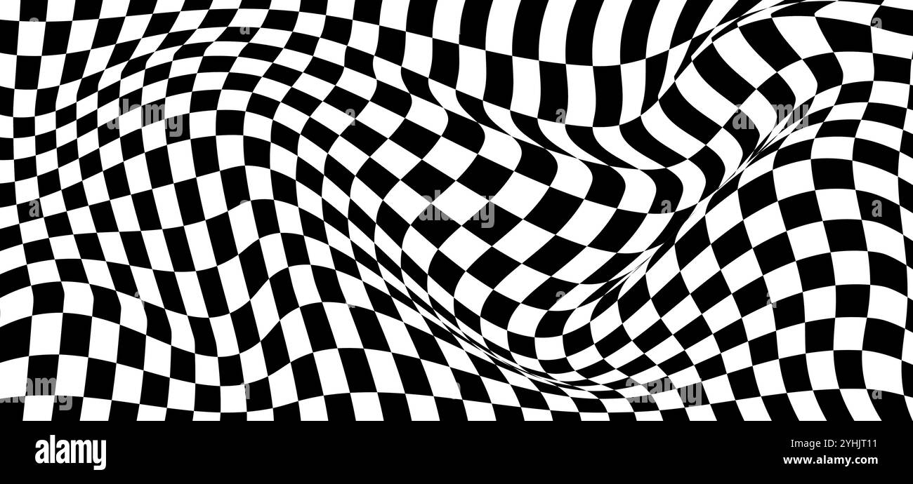 Wavy checkerboard visual distortion illusion. Chess board. Vector ...