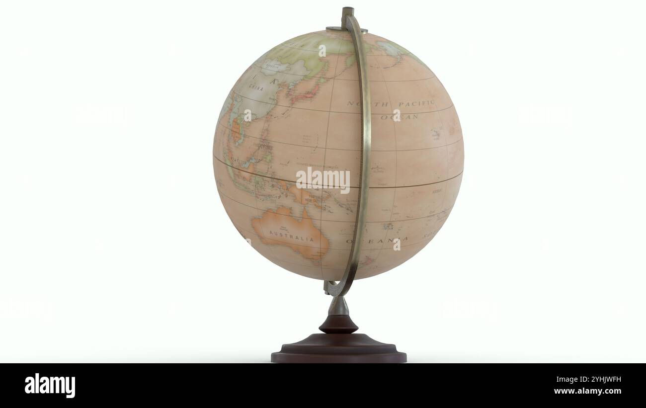 Antique Globe Map with white background Stock Photo