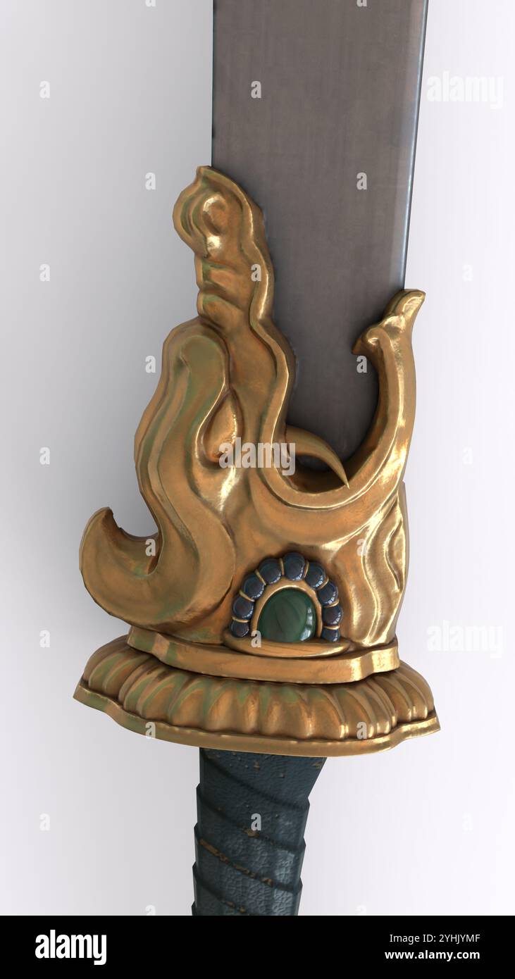 dragon sword with white background Stock Photo - Alamy