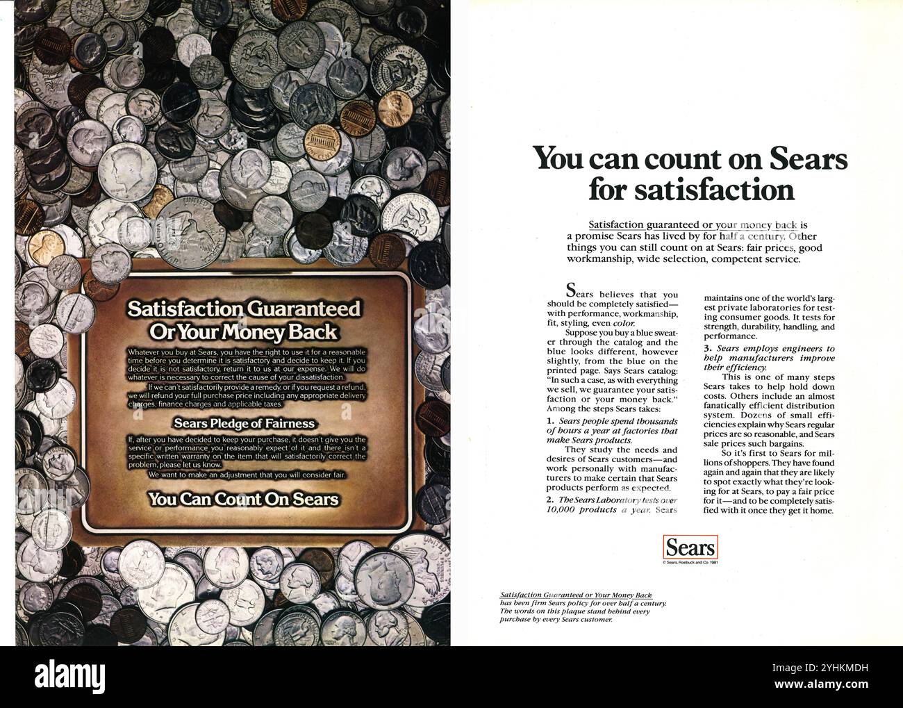 1981 Sears Ad - You Can Count on Sears for Satisfaction Stock Photo