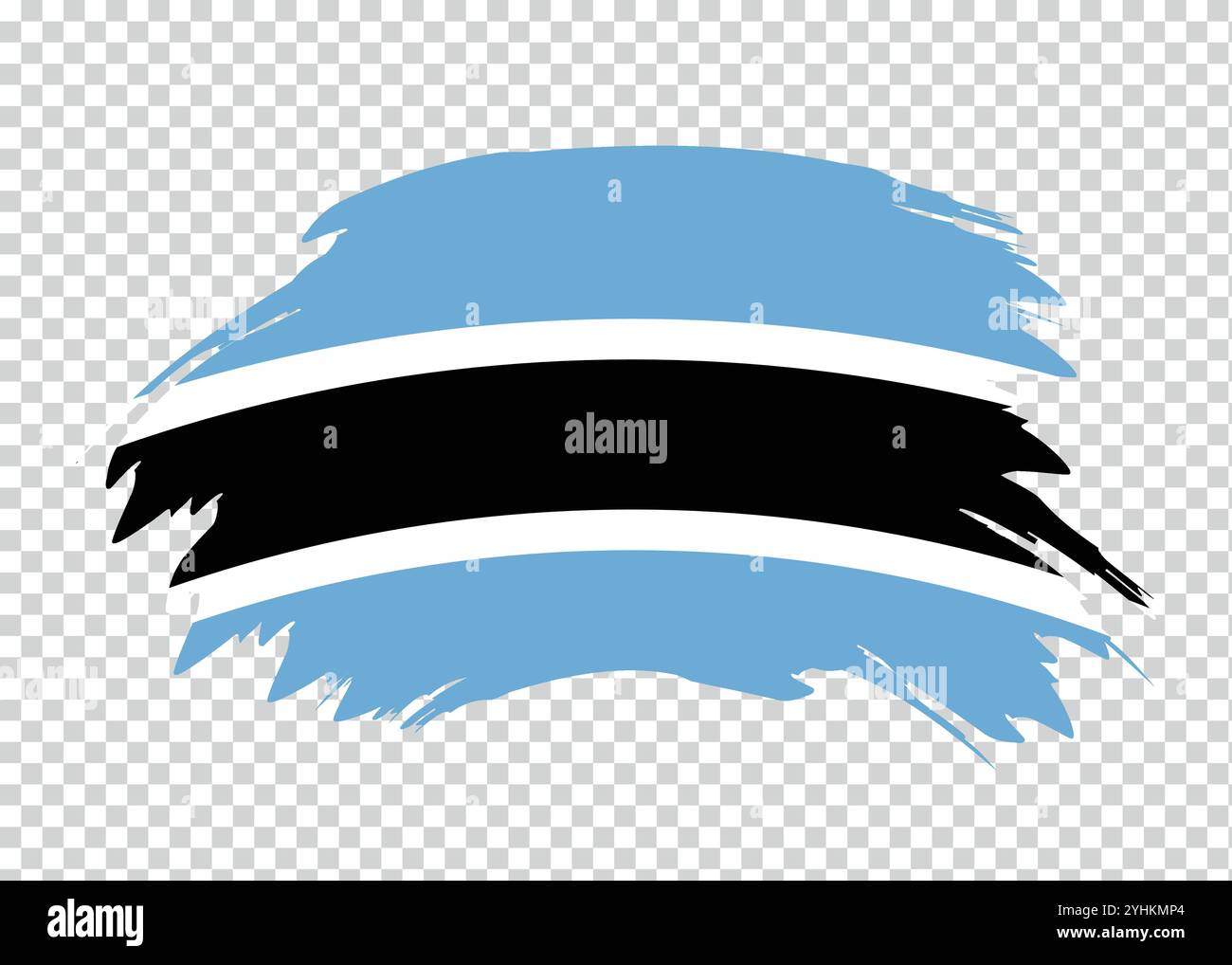 Flag of Botswana with distressed paint stroke brush effect on isolated ...