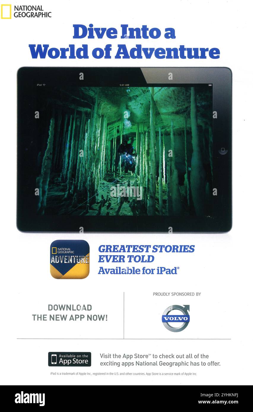 2012 National Geographic App Ad -  Available for iPad on AppStore Stock Photo