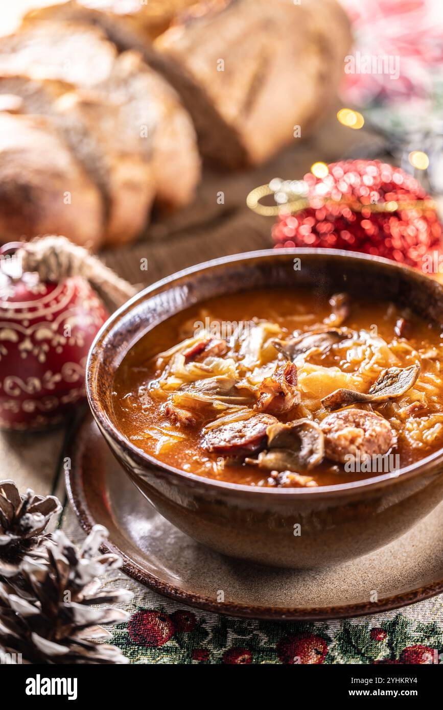 Christmas cabbage soup, a traditional Eastern European Christmas dish. Stock Photo
